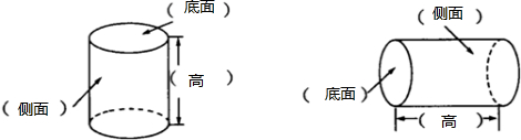 指出下列圆柱的底面,侧面和高.